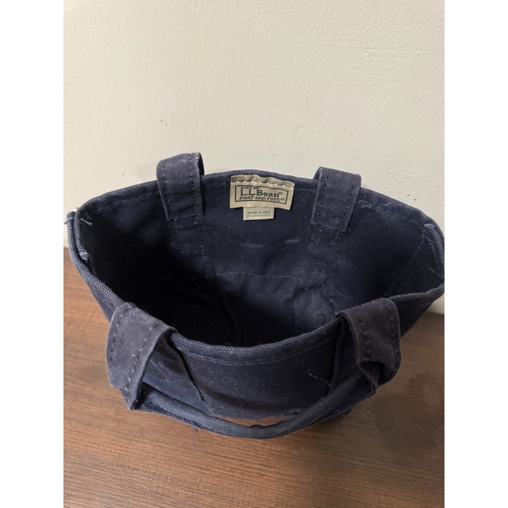 Vintage L.L. Bean Boat & Tote Mini Navy Blue  Bag Canvas Made in USA 7"x10" - Picture 6 of 6